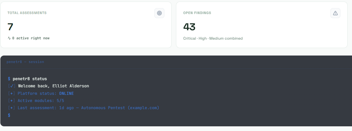 Penetr8 findings dashboard
