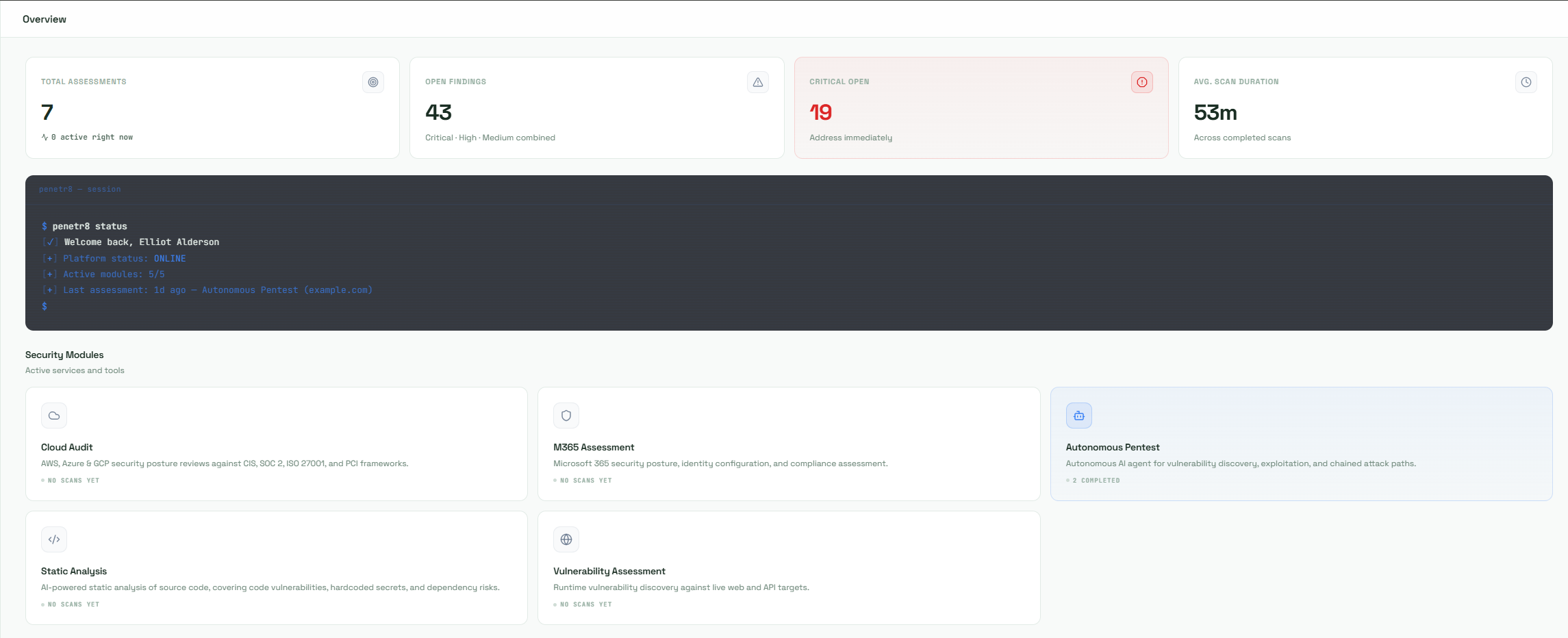 Penetr8 findings dashboard